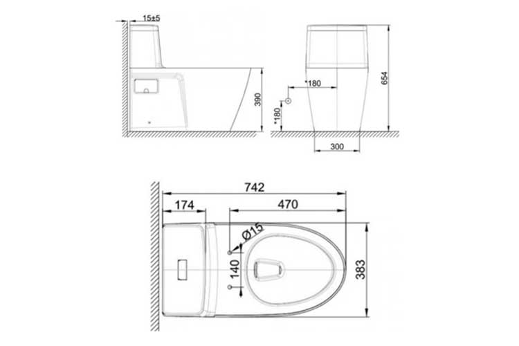 Bàn cầu 1 khối Acacia SupaSleek American Standard VF-1808ET