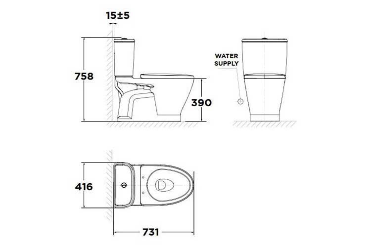 Bàn cầu 2 khối LOVEN American Standard VF-2162