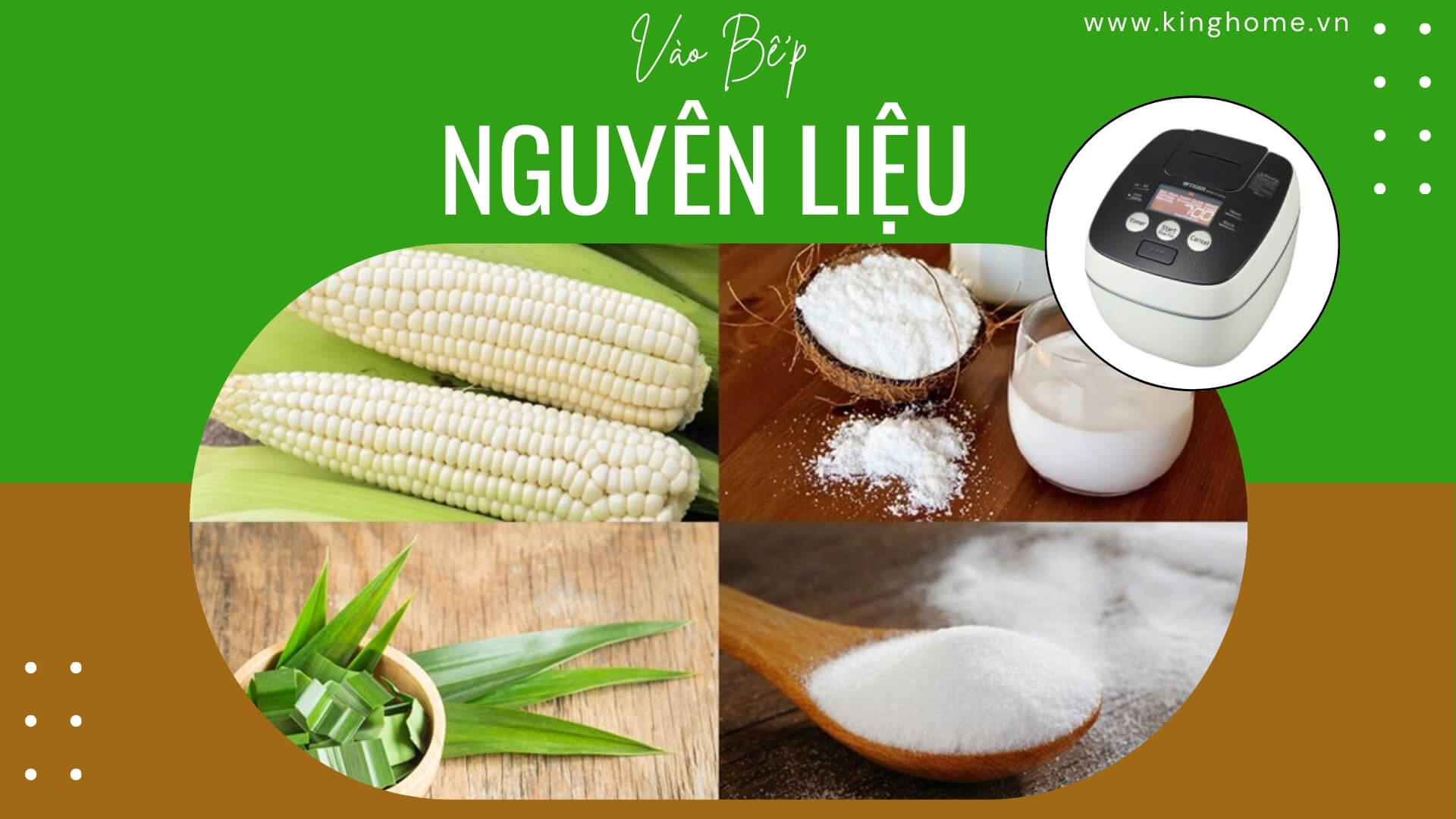 Nguyên liệu Chè bắp bằng nồi cơm điện