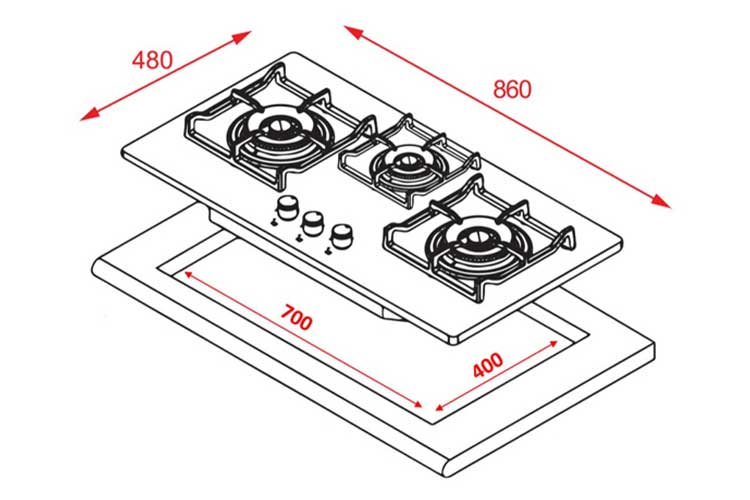 Bếp gas âm Teka GKN LUX 86 3G