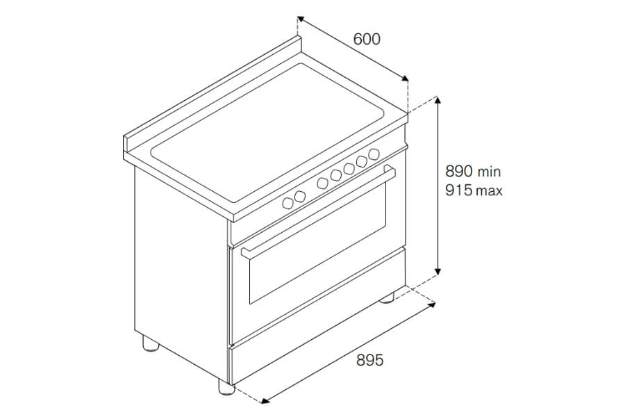 Bếp gas kết hợp lò nướng Bertazzoni HER96L1EAVT