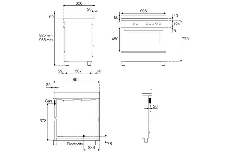 Bếp gas kết hợp lò nướng Bertazzoni PRO96L1ENET