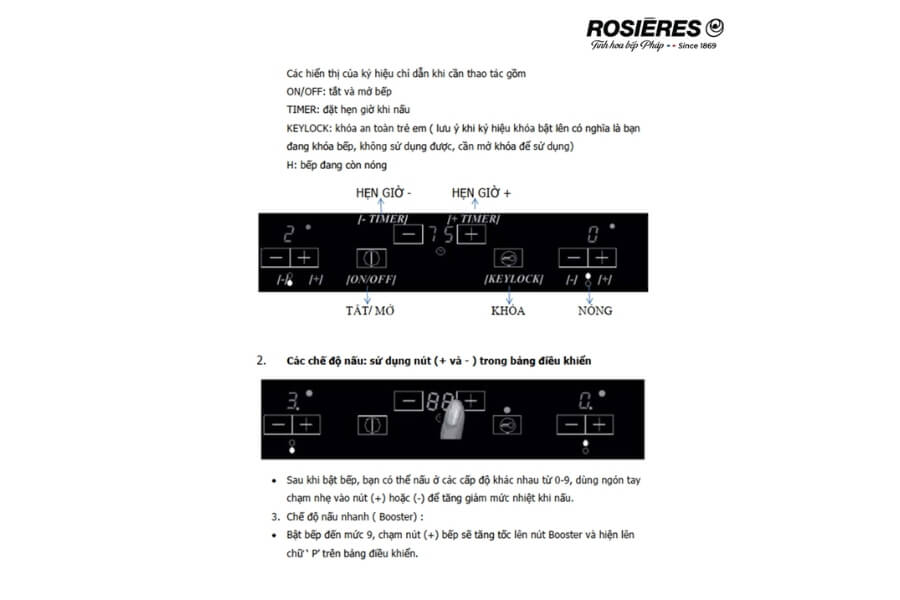 Bếp từ 2 vùng nấu âm bàn Rosieres RPI7220/1