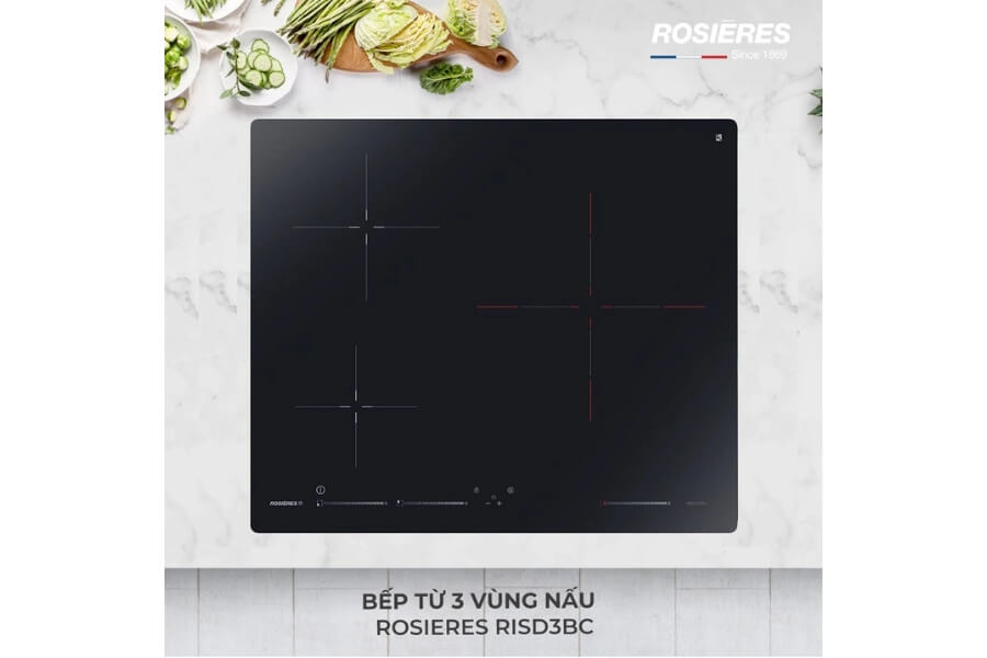 Bếp từ 3 vùng nấu âm bàn Rosieres RISD3BC