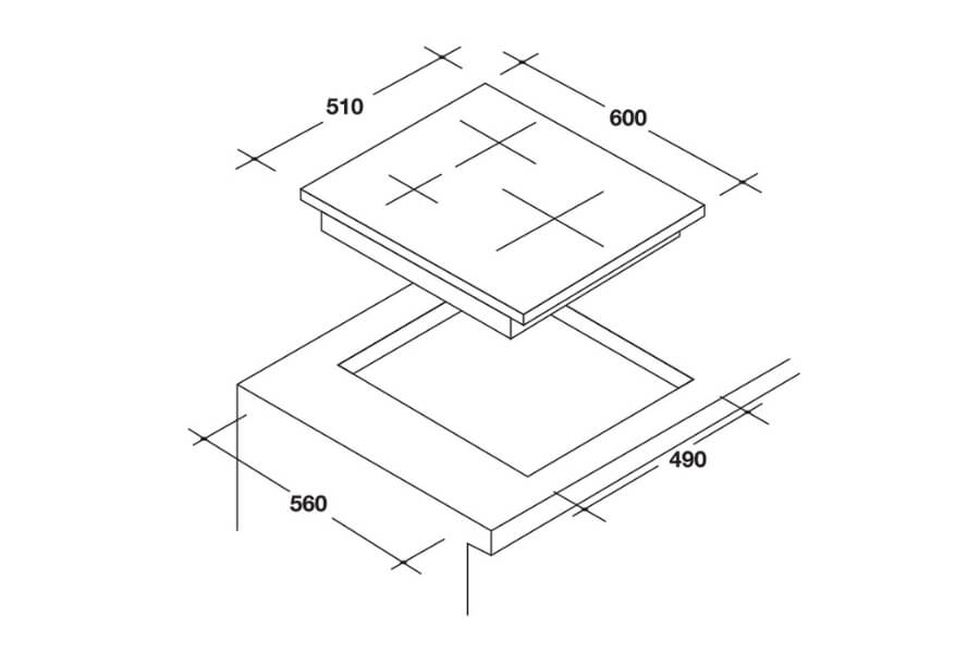 Bếp từ 3 vùng nấu âm bàn Rosieres RISD3BC