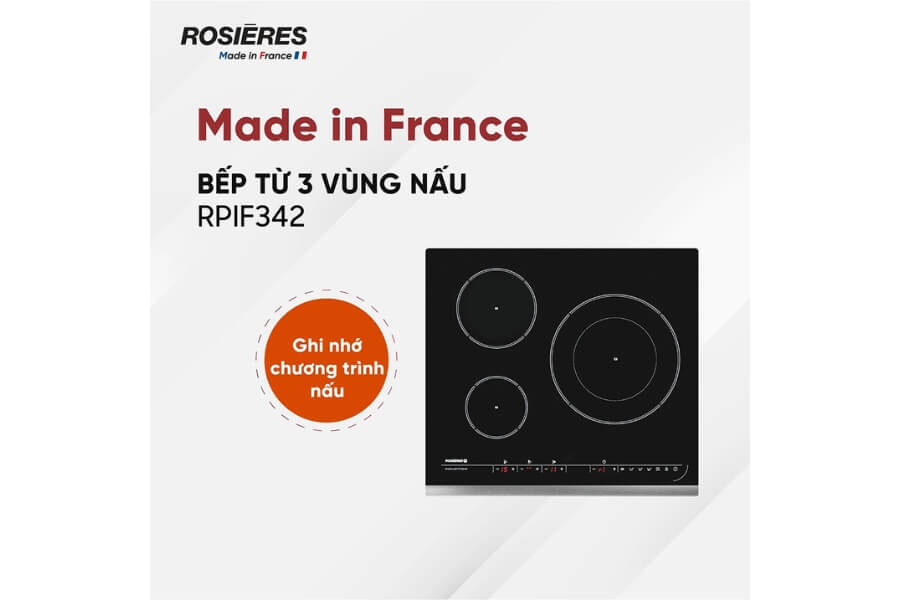 Bếp từ 3 vùng nấu âm bàn Rosieres RPIF342