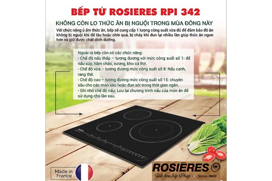 Bếp từ 3 vùng nấu Rosieres RPI342