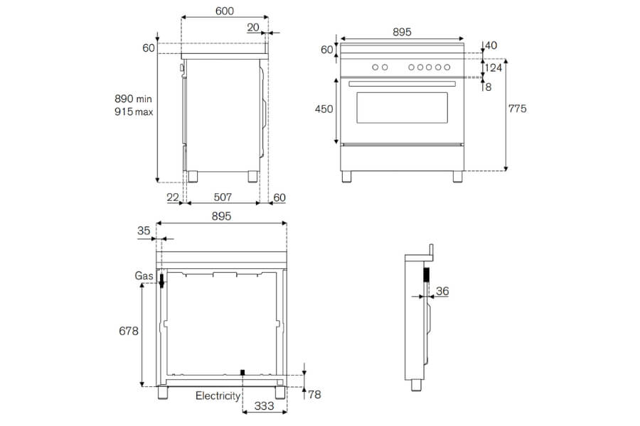 Bếp từ kết hợp lò nướng Bertazzoni HER95I1EAVT