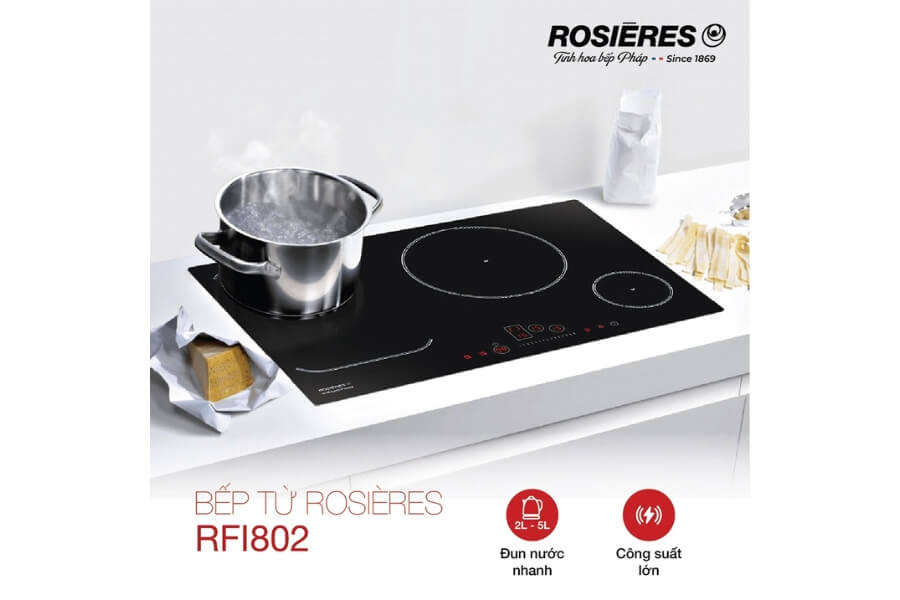 Bếp từ mở rộng 80cm âm bàn Rosieres RFI802