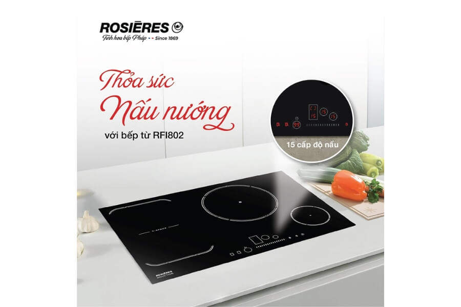 Bếp từ mở rộng 80cm âm bàn Rosieres RFI802