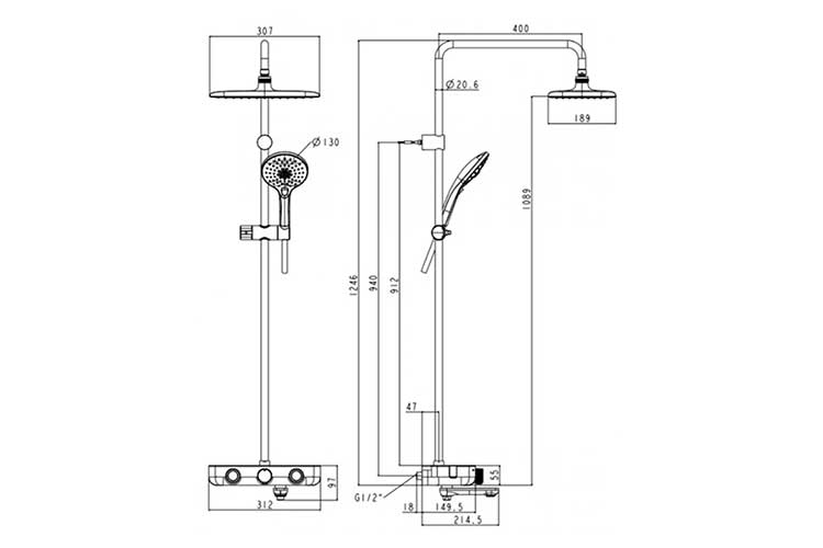 Bộ sen phun mưa American Standard WF-4956