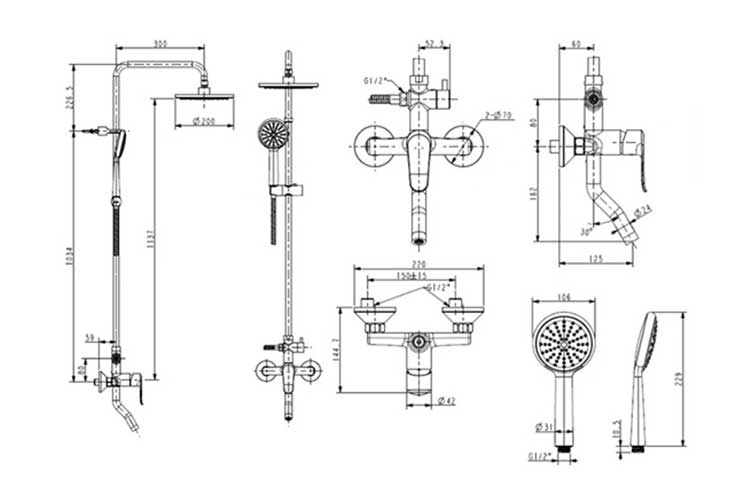 Bộ sen phun mưa American Standard WF-9088