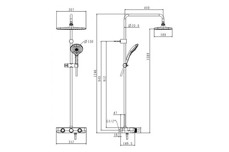 Bộ sen phun mưa American Standard WF-4955