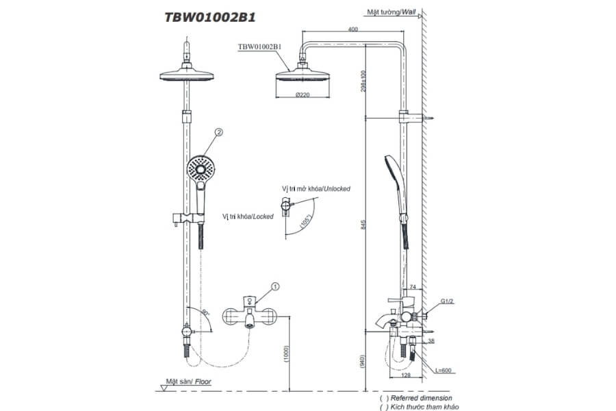 Bộ sen cây nóng lạnh Toto TBW01002BA/TBG03302VA/TBW01010A