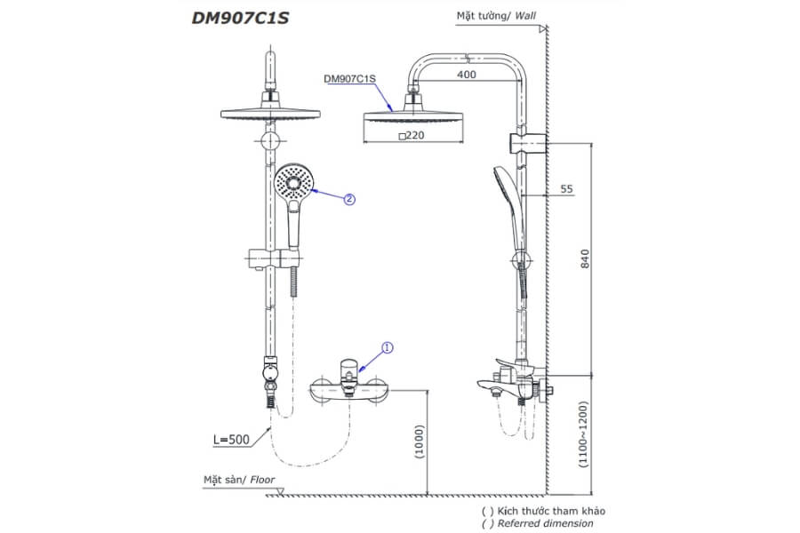 Bộ sen tắm cây nóng lạnh Toto DM907C1S/TBG02302VA/DGH108ZR