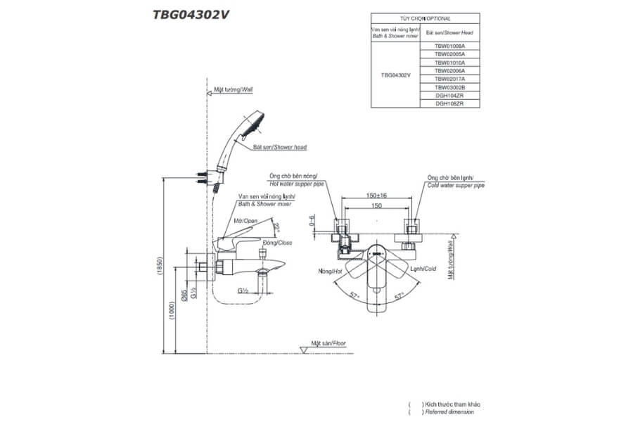 Bộ sen tắm nóng lạnh GA Toto TBG04302VA/DGH104ZR