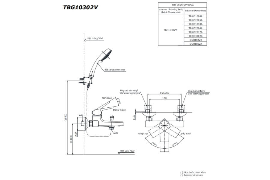 Bộ sen tắm nóng lạnh GB Toto TBG10302VA/DGH104ZR