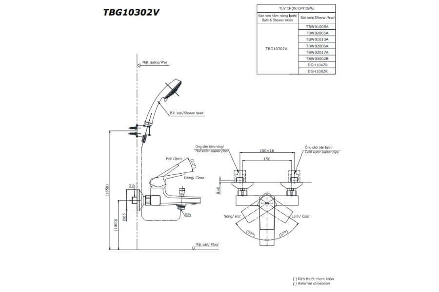 Bộ sen tắm nóng lạnh GB Toto TBG10302VA/DGH108ZR