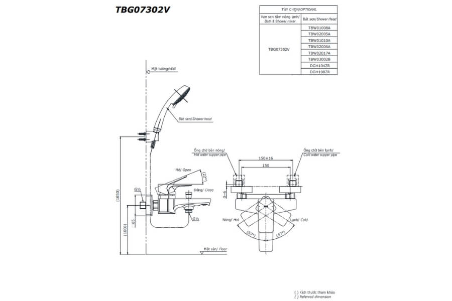 Bộ sen tắm nóng lạnh GE Toto TBG07302VA/DGH104ZR