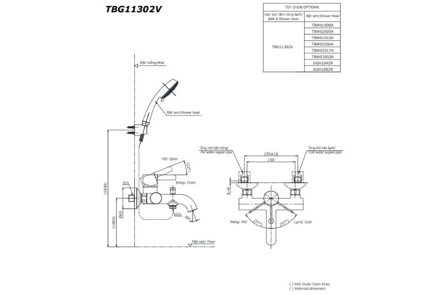 Bộ sen tắm nóng lạnh GF Toto TBG11302VA/TBW02006A