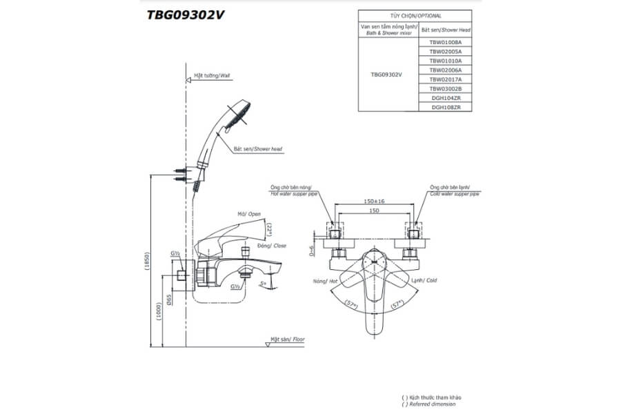 Bộ sen tắm nóng lạnh GM Toto TBG09302VA/DGH104ZR