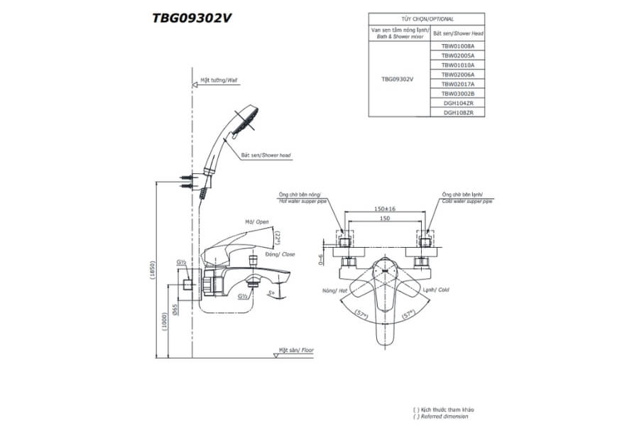 Bộ sen tắm nóng lạnh GM Toto TBG09302VA/DGH108ZR