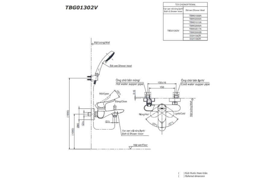 Bộ sen tắm nóng lạnh GO Toto TBG01302VA/DGH104ZR