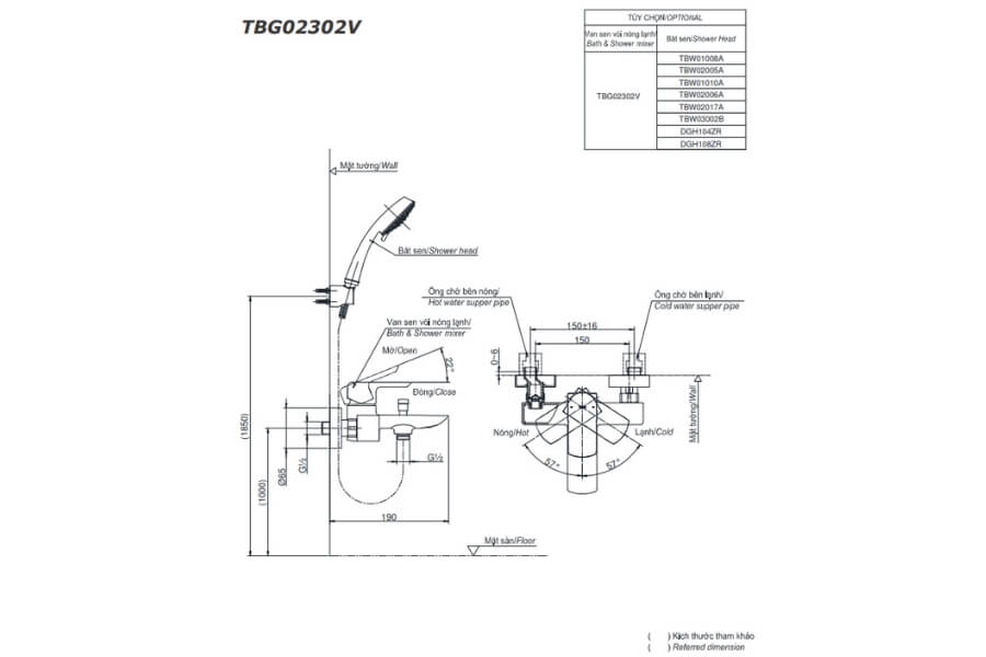 Bộ sen tắm nóng lạnh GR Toto TBG02302VA/DGH104ZR