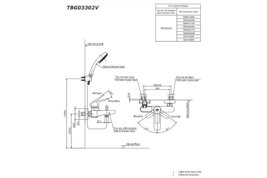 Bộ sen tắm nóng lạnh GS Toto TBG03302VA/DGH104ZR