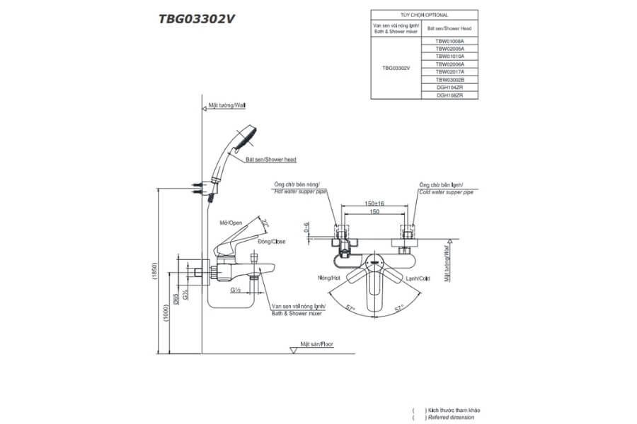 Bộ sen tắm nóng lạnh GS Toto TBG03302VA/DGH108ZR