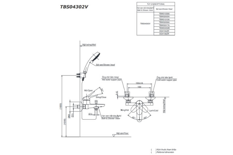 Bộ sen tắm nóng lạnh LF Toto TBS04302V/DGH104ZR