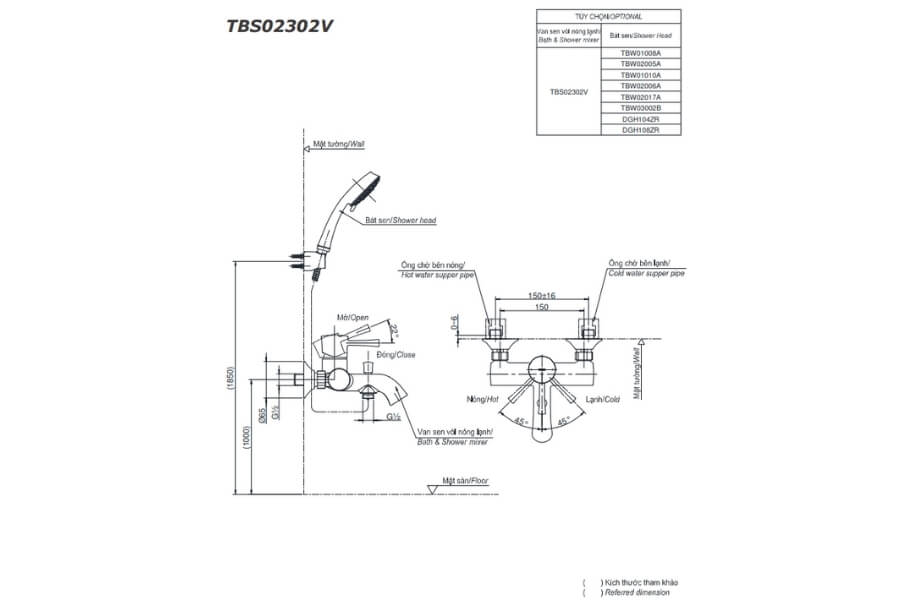 Bộ sen tắm nóng lạnh LN Toto TBS02302V/DGH108ZR