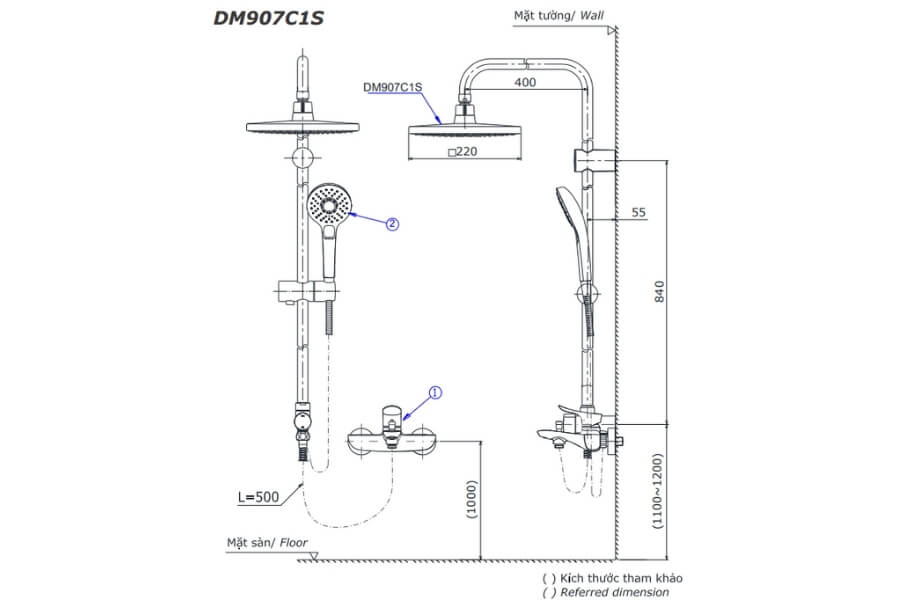 Bộ sen tắm nóng lạnh Toto DM907C1S/TBG04302VA/DGH108ZR