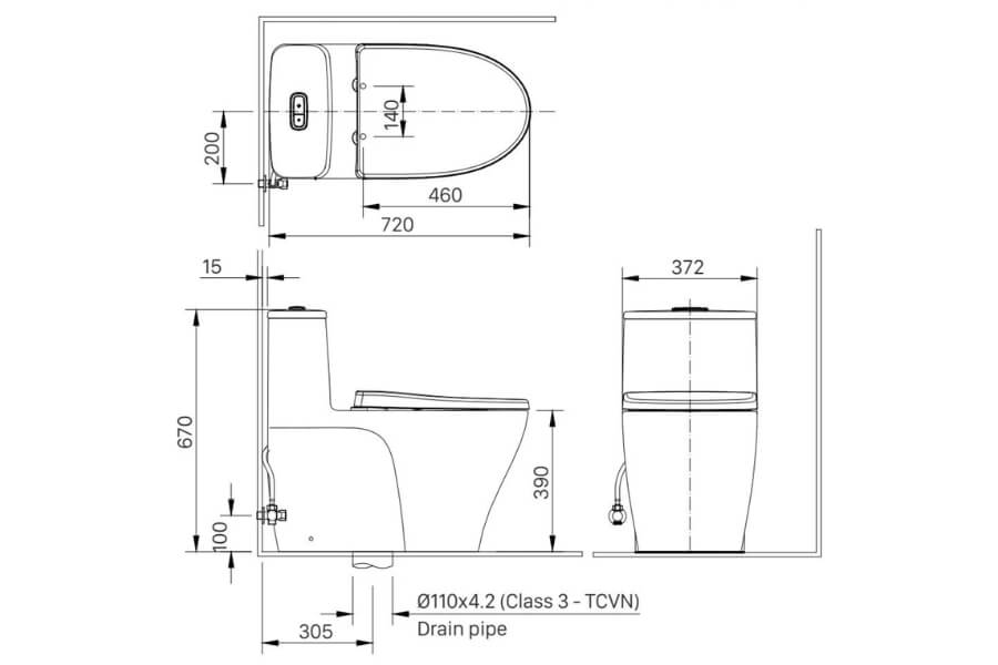 Bồn cầu một khối Inax AC-989VN