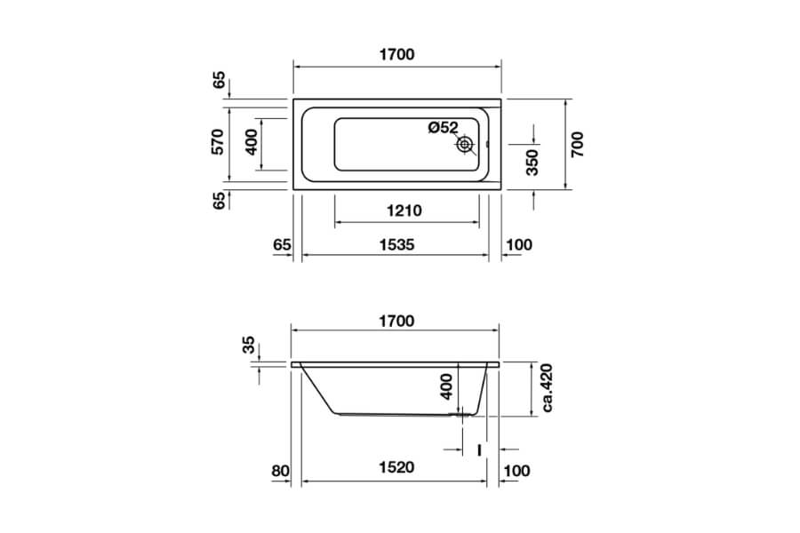 Bồn tắm âm D-code 1700 Duravit 588.45.646