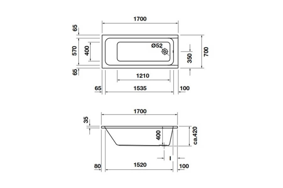 Bồn tắm tắm âm D-CODE Duravit 588.45.640