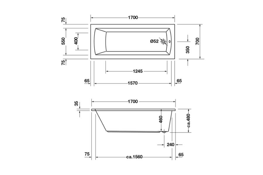 Bồn tắm âm Daro 1700 Duravit 588.45.370