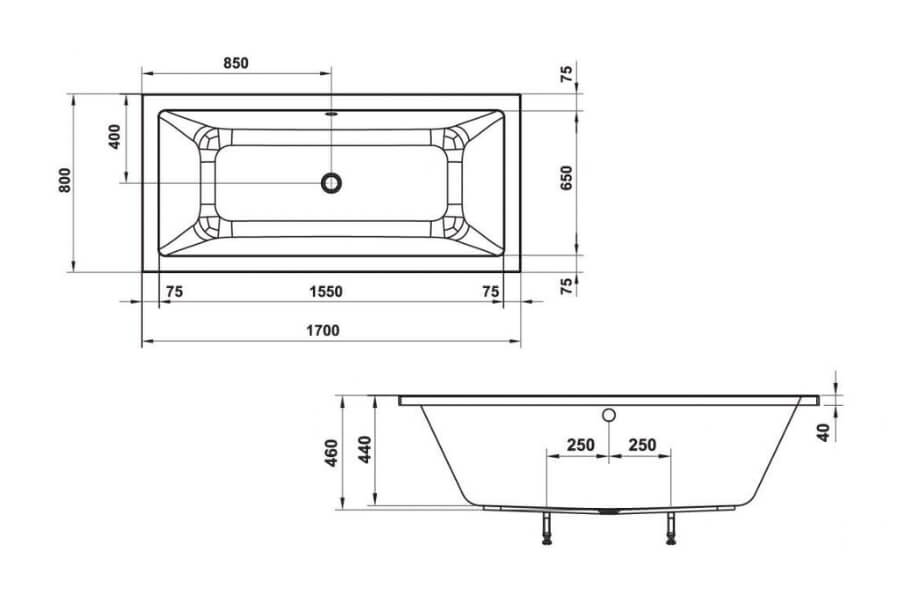 Bồn tắm âm hình chữ nhật Nagoya 1700 Hafele 588.79.602