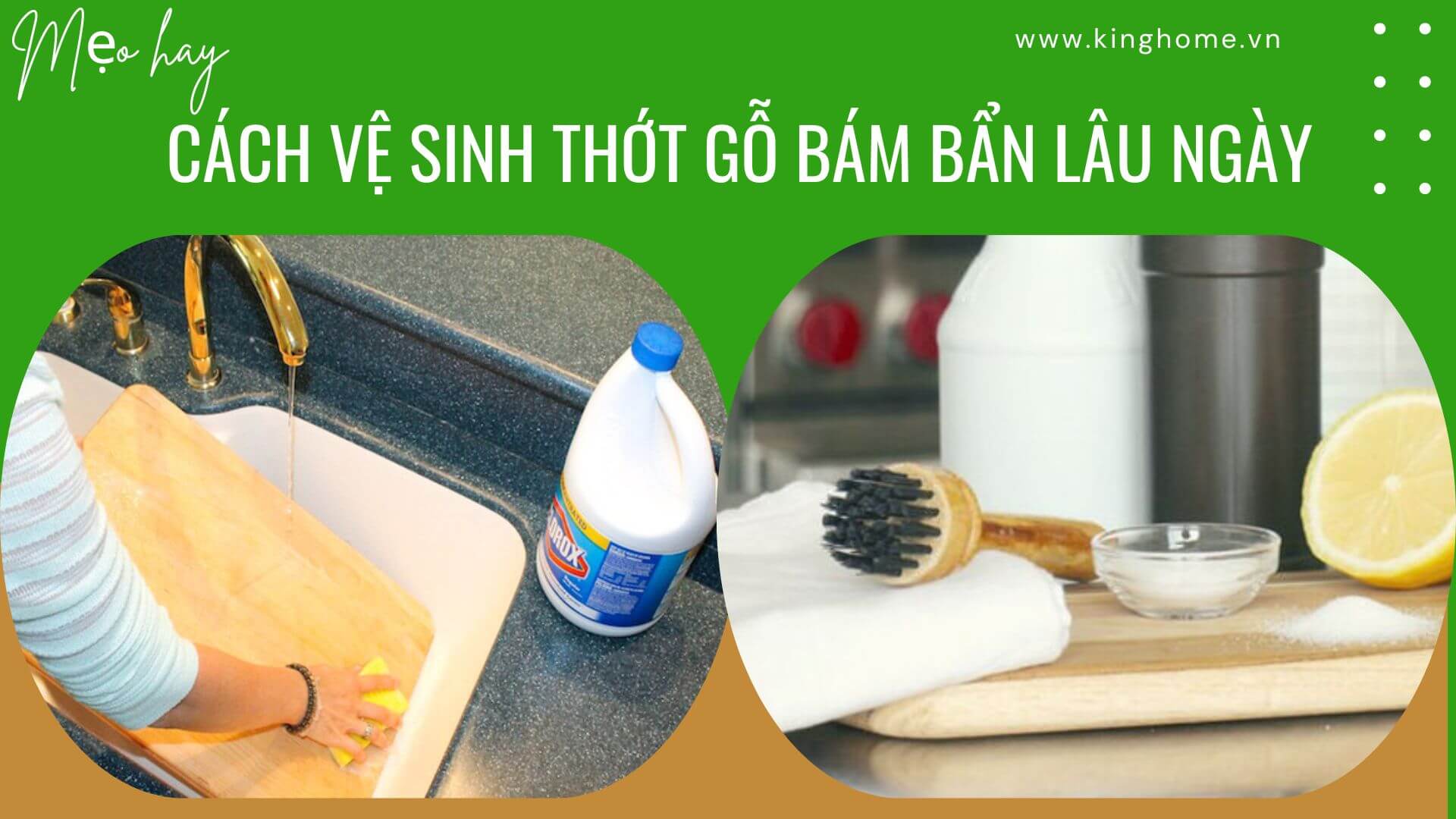 Cách vệ sinh thớt gỗ bám bẩn lâu ngày