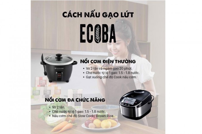Cách nấu gạo lứt Ecoba
