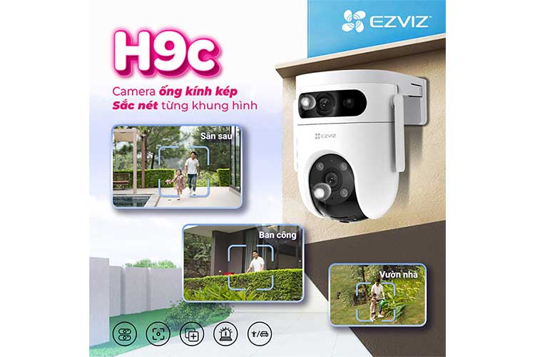 Camera Wifi quay quét, ống kính kép Ezviz H9c (3MP+3MP)