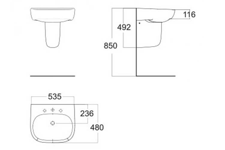 Chậu rửa treo tường American Standard 0955-WT/ 0755-WT