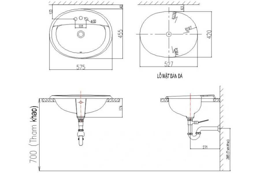 Chậu rửa dương bàn Inax AL-2395V(EC/FC)