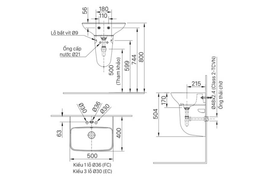 Chậu rửa lavabo Inax AL-289V (AL289V) treo tường