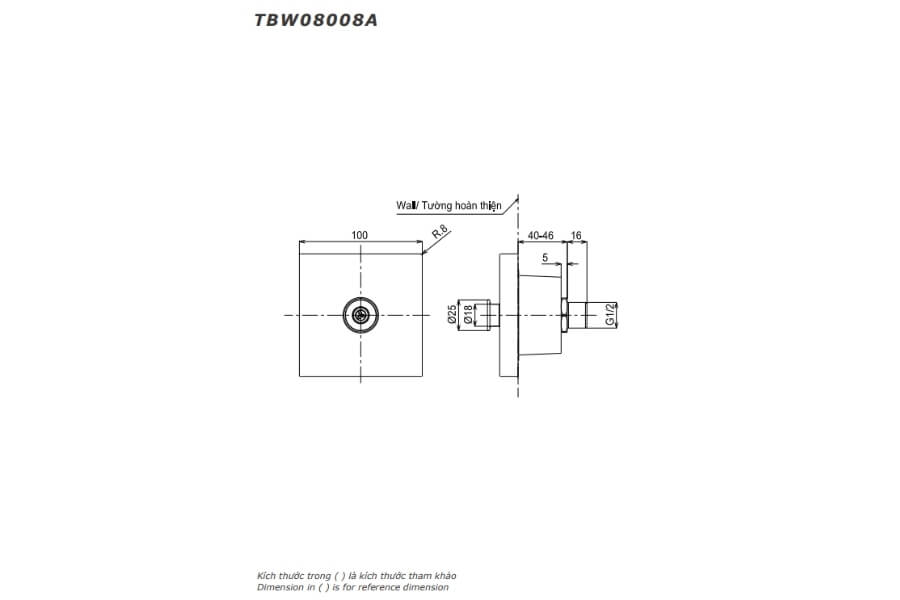 Đầu phun sen âm tường Toto TBW08008A