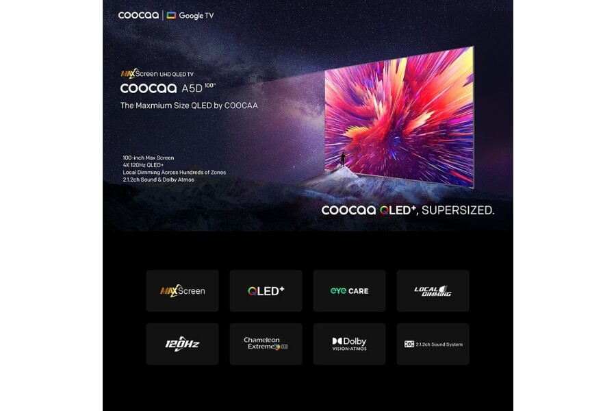 Google Tivi Coocaa 4K QLED 100 inch 100A5D