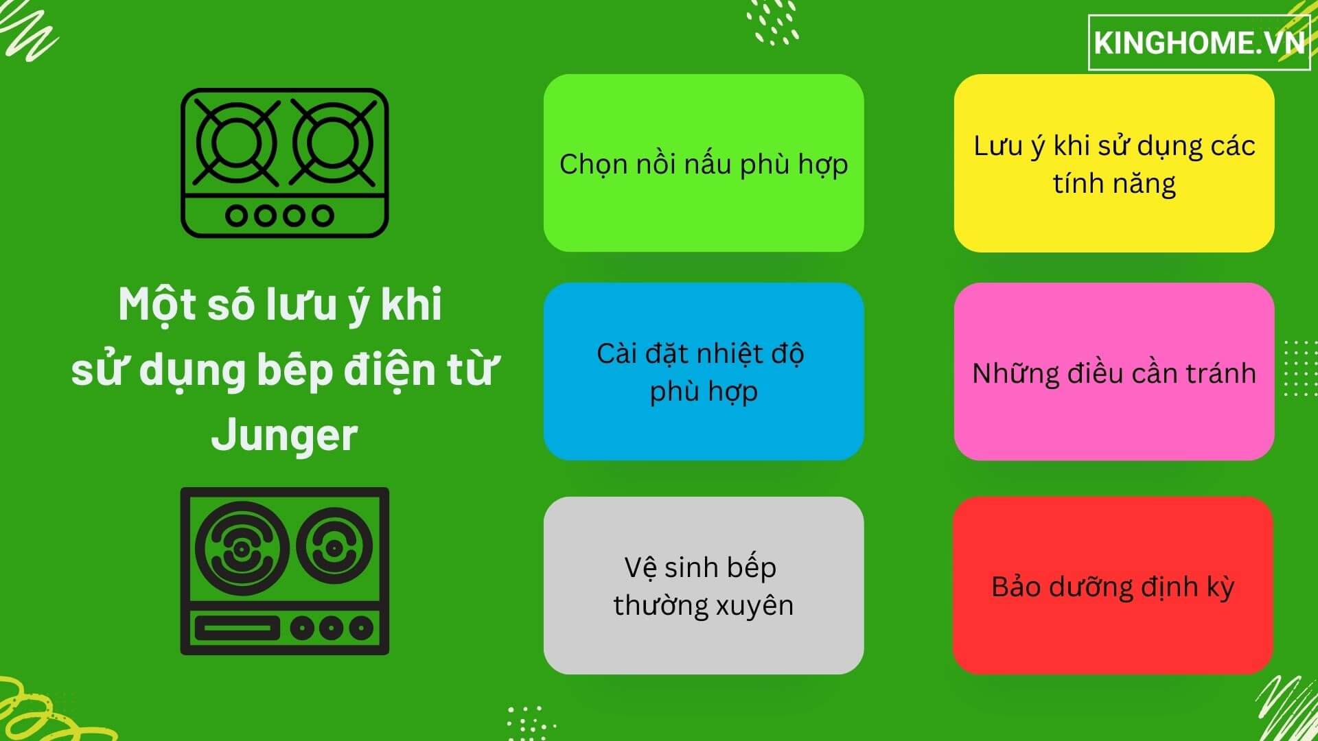 Một số lưu ý khi sử dụng bếp điện từ Junger