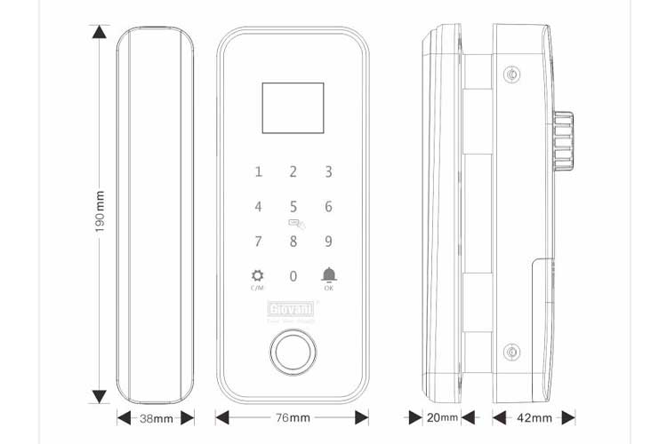 Khóa cửa kính Giovani GSL-G1B