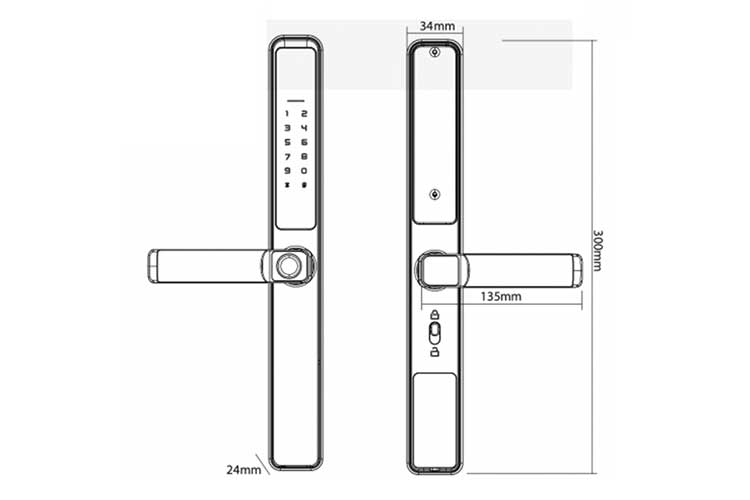 Khóa cửa nhôm điện tử Hubert HB CN21 BLACK