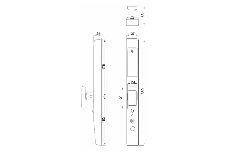 Khóa cửa nhôm điện tử Hubert HB CN39 STYLE B - SAND GOLD